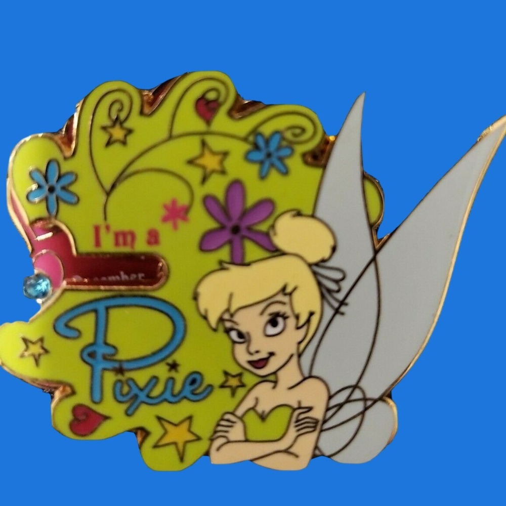 Disney Pin Tinker Bell Birthstone Spinner 59138 Pixie Fairy Gold Tone 2007